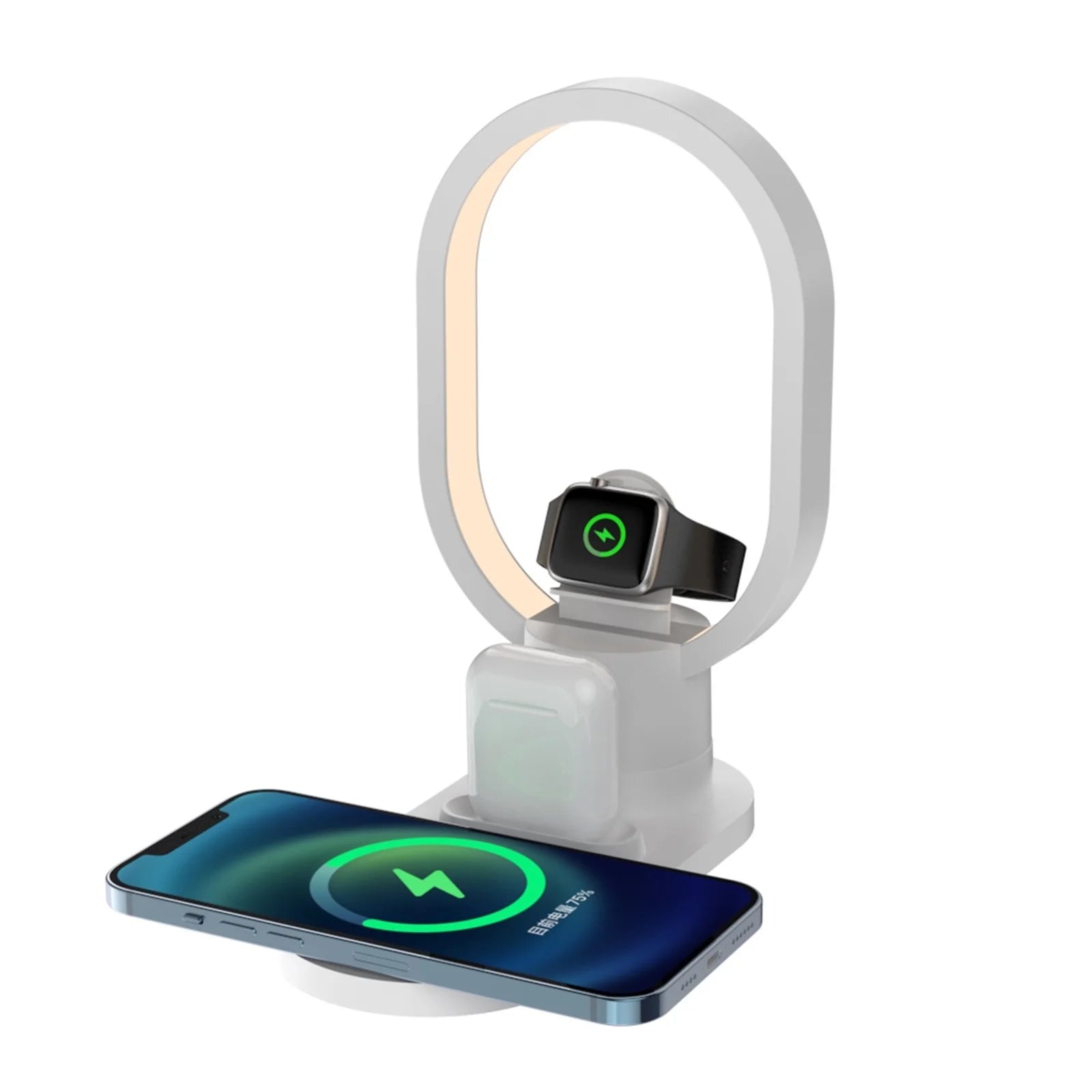 4 In 1 Wireless Charger with Lamp | White 4 In 1 Wireless Charger with Lamp | White